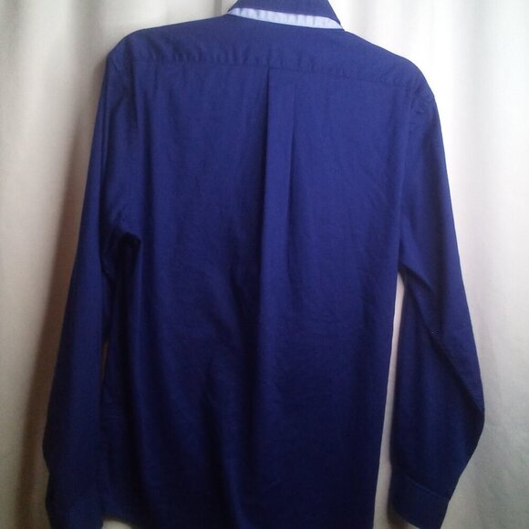 Izod Advantage Performance Mens M Button Up Shirt Long Sleeve Slim Fit Blue - Picture 4 of 14